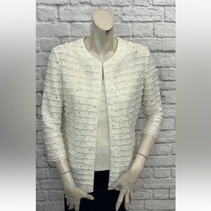 ALEX EVENINGS 2 PIECE SPARKLY CREAM & GOLD TOP & JACKET SET SIZE S